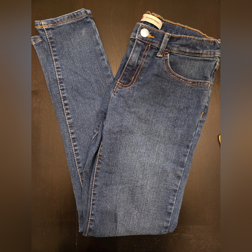 Girls Size 14 Levi's 710 Super Skinny Distressed Blue Jeans